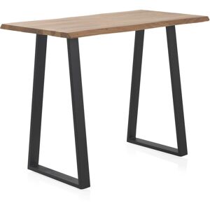 GEESE HOME Table de bar haute 130x70 en acacia massif avec pieds en métal noir - Publicité