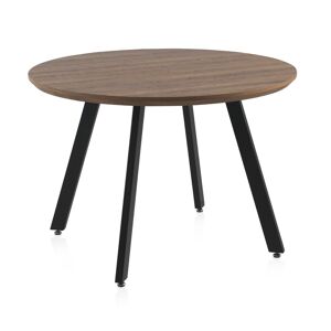 GEESE HOME Table en mélamine effet bois de chêne avec pieds en métal 110 diamètre - Publicité