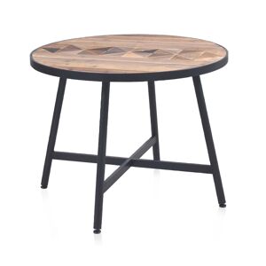 GEESE HOME Table en bois recyclé 100 cm de diamètre avec pied en métal noir - Publicité