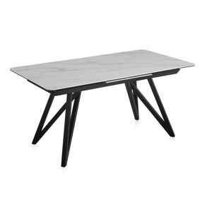 GEESE HOME Table à rallonge en céramique blanche avec pieds en métal 160/210x90 - Publicité