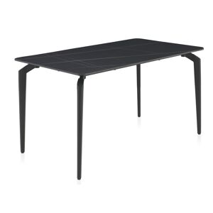GEESE HOME Table en céramique noire avec pieds en métal noir 140x81 - Publicité