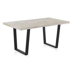 GEESE HOME Table en bois de manguier massif patiné blanc 160x90 - Publicité