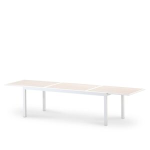 Defora Home Table jardin extensible aluminium blanc plateau bois 224/336x100 Blanc 224x75x100cm