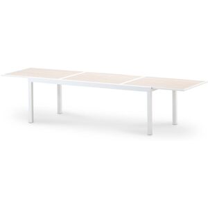 Defora Home Table jardin extensible aluminium blanc plateau bois 224/336x100