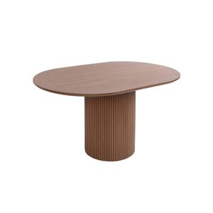 sweeek Table basse ovale effet bois sculpte couleur noyer