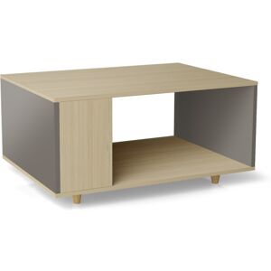 Yzon Table basse bois effet chêne clair, 1 porte, gris taupe L90 x l60cm - Publicité