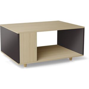 Yzon Table basse bois effet chêne clair, 1 porte, gris foncé L90 x l60cm - Publicité