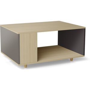 Yzon Table basse bois effet chêne clair, 1 porte, 2 couleurs L90 x l60cm - Publicité