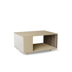 Yzon Table basse bois effet chêne clair, 1 porte, multicolore L90 x l60cm - Publicité