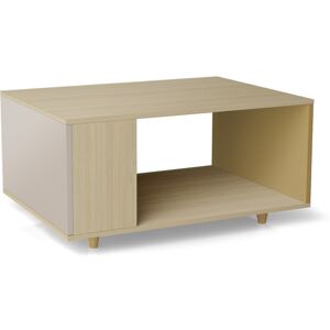 Yzon Table basse bois effet chêne clair, 1 porte, 2 couleurs L90 x l60cm - Publicité