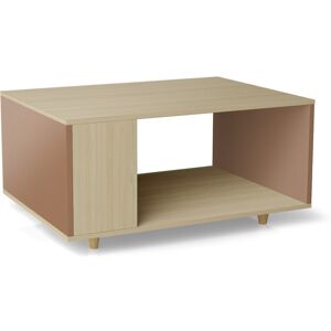 Yzon Table basse bois effet chêne clair, 1 porte, multicolore L90 x l60cm - Publicité