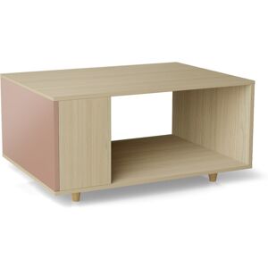 Yzon Table basse bois effet chêne clair, 1 porte, orange clair L90 x l60cm - Publicité