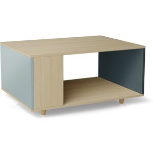 Yzon Table basse bois effet chêne clair, 1 porte, 2 couleurs L90 x l60cm - Publicité