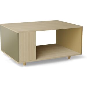 Yzon Table basse bois effet chêne clair, 1 porte, 2 couleurs L90 x l60cm - Publicité