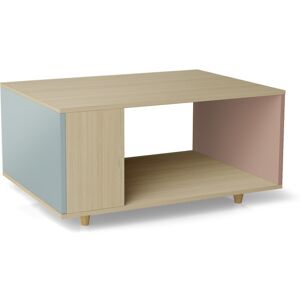 Yzon Table basse bois effet chêne clair, 1 porte, 2 couleurs L90 x l60cm - Publicité