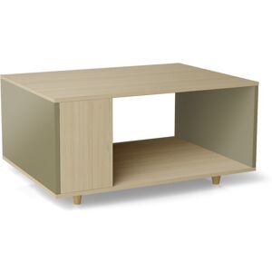 Yzon Table basse bois effet chêne clair, 1 porte, olive L90 x l60cm - Publicité