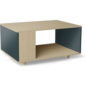 Yzon Table basse bois effet chêne clair, 1 porte, vert tropical L90 x l60cm - Publicité