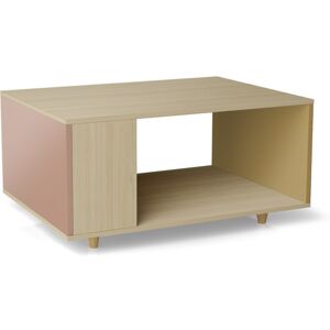 Yzon Table basse bois effet chêne clair, 1 porte, 2 couleurs L90 x l60cm - Publicité