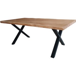 Weber industries Table a manger 8 places bois de chene, metal naturel Beige 200x75x100cm