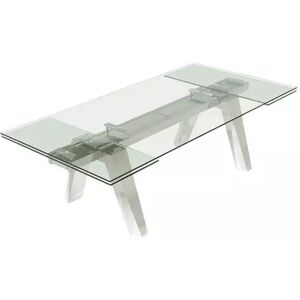 meubles moss Table de salle à manger extensible en verre pieds blanc laqué - Tessa