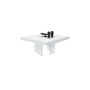 meubles moss Table de salle à manger carrée avec pied en verre - Crystalline 140x140