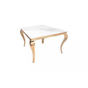 meubles moss Table de salle à manger dorée effet marbre baroque carrée - Betty 140x140