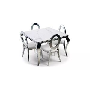 meubles moss Table de salle à manger effet marbre baroque carrée - Betty 110x110