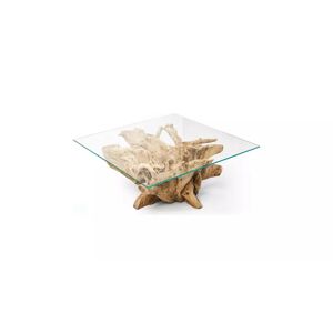 meubles moss Table basse racine carrée plateau verre - Bali 110x110