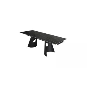 meubles moss Table de salle à manger extensible céramique noir pied métal noir - Gabin 160/240x90