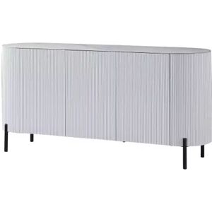 meubles moss Bahut / Buffet 3 portes blanc plateau céramique blanc mat effet marbre - Aubrey Blanc 165cm