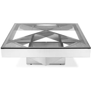 meubles moss Table basse carrée inox chromé et verre - Charlize 110x110