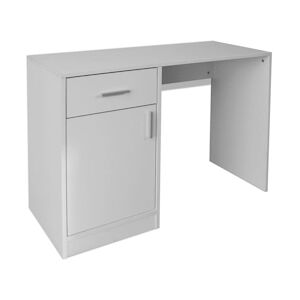 HELLOSHOP26 bureau table meuble travail informatique avec tiroir et placard 100 cm blanc 0502060