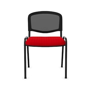 Sitek chaise 4 pieds rouge dossier résille empilable Nado 46 x 41 x 81