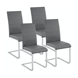 tectake 4 Chaises de Salle à Manger BETTINA Rembourrées Pieds en métal Argentés Design Moderne - gris -402555