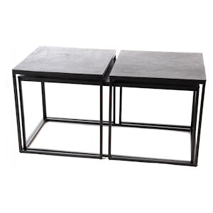 Set de 3 tables basses Prato noir -  Rectangle Métal Amadeus 98x50 cm - Publicité