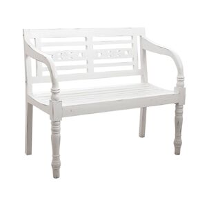 AUBRY GASPARD banc acajou blanc antique 100 x 52 x 46 cm