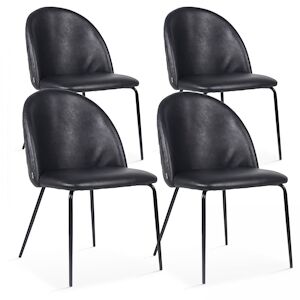 Oviala Business Lot de 4 chaises en textile enduit noir - Publicité