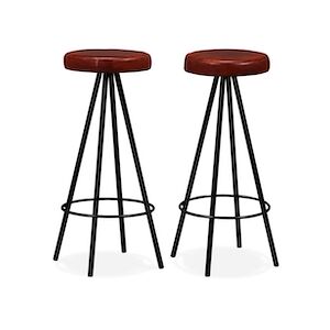 HELLOSHOP26 tabourets de bar design chaise siège simili-cuir marron 1202177 x2