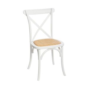 Atmosphera Chaise de table style Bistrot en Bois Blanc et Cannage