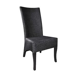 AUBRY GASPARD chaise en loom noir et acajou Adlon