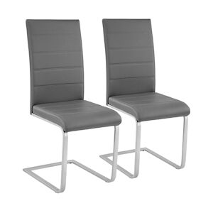 tectake 2 Chaises de Salle à Manger BETTINA Rembourrées Pieds en métal Argentés Design Moderne - gris -402551