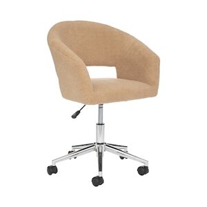 Atmosphera Chaise de bureau tissu Beige à bouclettes et pieds en métal - Publicité