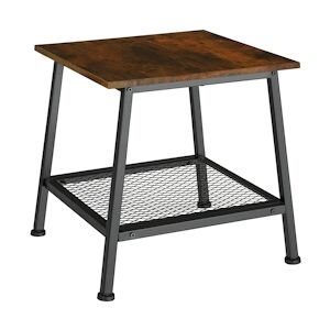 tectake Table d’appoint BEDFORD 45,5x45x47cm - Bois foncé industriel, rustique -404267