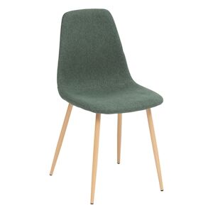 Atmosphera Chaise de table en tissu Vert cedre et pieds en metal effet bois