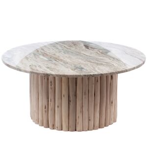 Table basse   et marbre Bianca -  Marron Rond Bois Amadeus 90x90 cm - Publicité