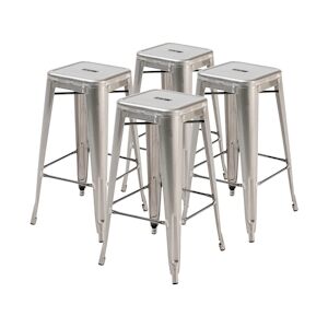 Oviala Business Lot 4 tabourets de bar en métal gris mat