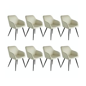 tectake 8 Chaises Marilyn tissu - crème/noir -404768