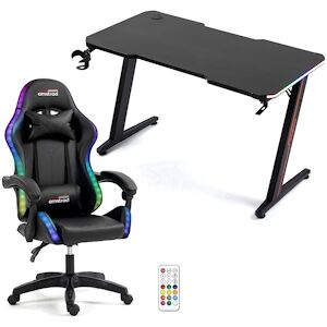 Amstrad Pack Bureau DESK120Z-LED & fauteuil  700-LED-DARKSIDE - 1m20 - Retro eclairage LED RGB