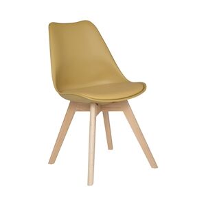 Atmosphera Chaise de table Assise Jaune Ocre et Pieds en Bois de Hetre