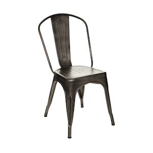 Atmosphera Chaise de table en Metal Gris vintage style industriel